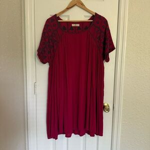 Natural Life Dark Pink Summer Dress Embroidered L/XL